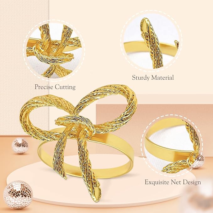 Napkin Holder Rings-Metal Bow(Gold) - Image 11