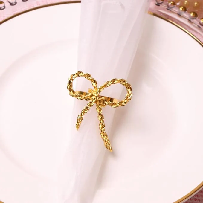 Napkin Holder Rings-Metal Bow(Gold) - Image 2