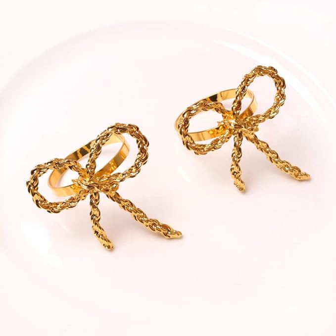 Napkin Holder Rings-Metal Bow(Gold) - Image 4
