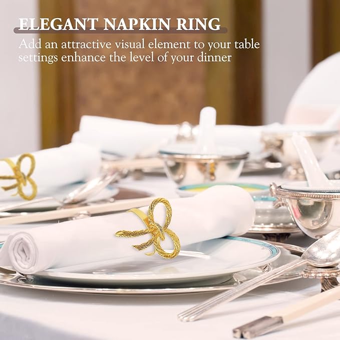 Napkin Holder Rings-Metal Bow(Gold) - Image 8
