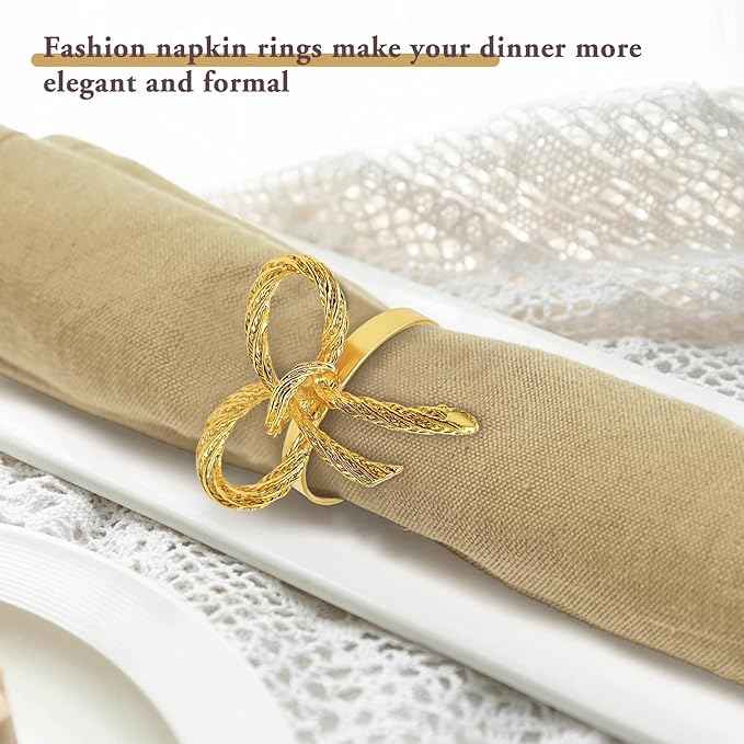 Napkin Holder Rings-Metal Bow(Gold) - Image 9