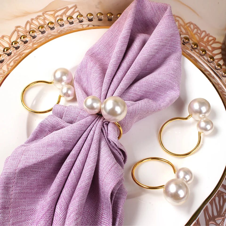 Napkin Holder Rings-Silver Pearls - Image 7