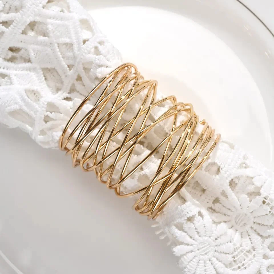 Napkin Holder Rings-Wire Mesh Golden - Image 3