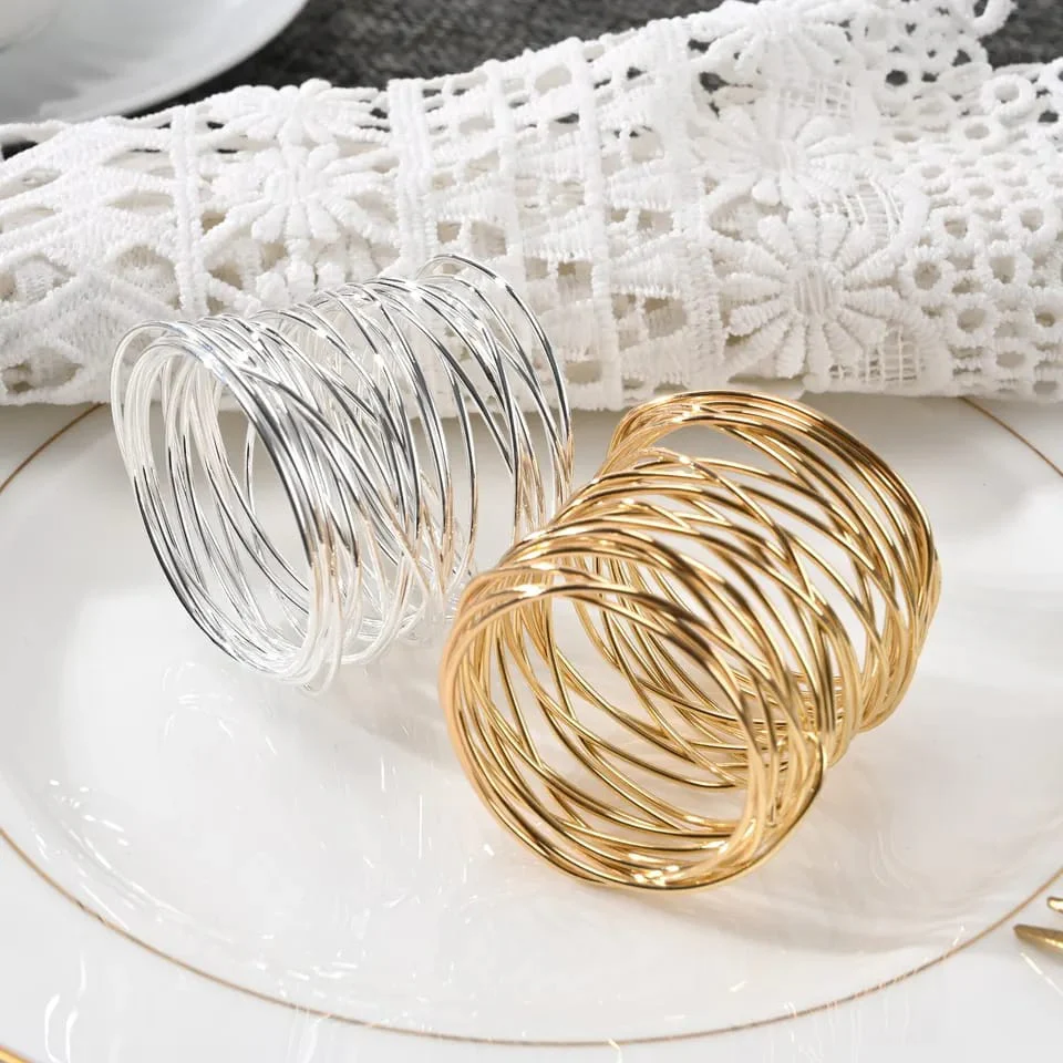 Napkin Holder Rings-Wire Mesh Golden - Image 5