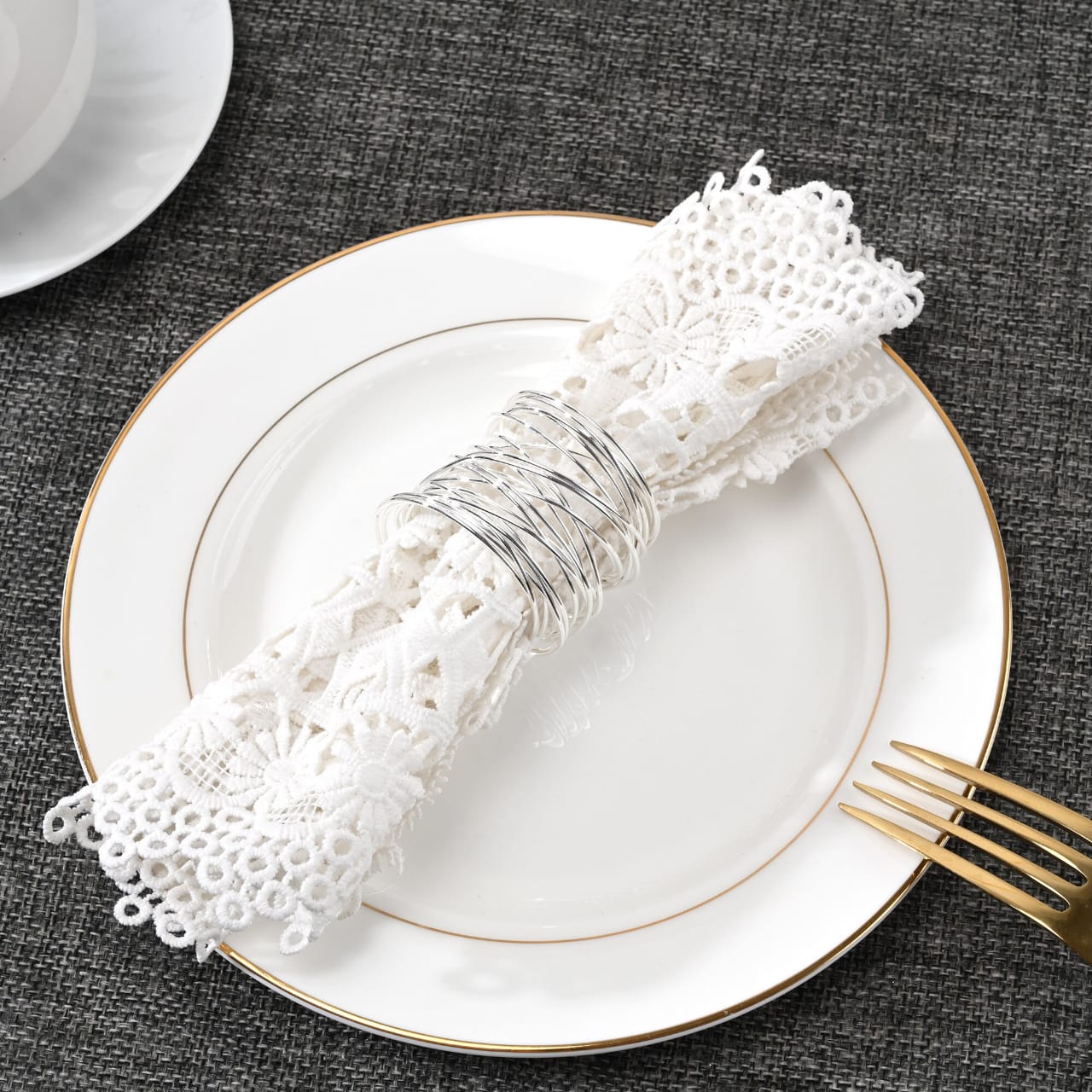 Napkin Holder Rings-Wire Mesh Silver - Image 2