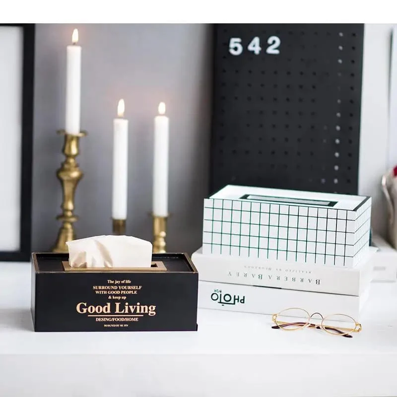 Nordic Style Wooden Tissue Box-Line Gird(SA2405-26) - Image 5