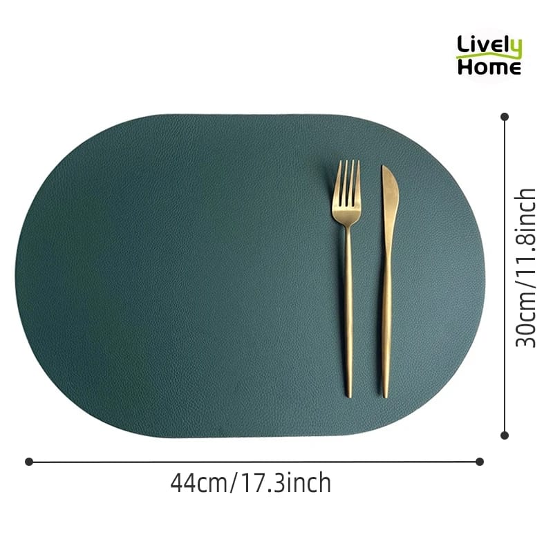 2PCs Oval Shape Leather Placemat - Image 14