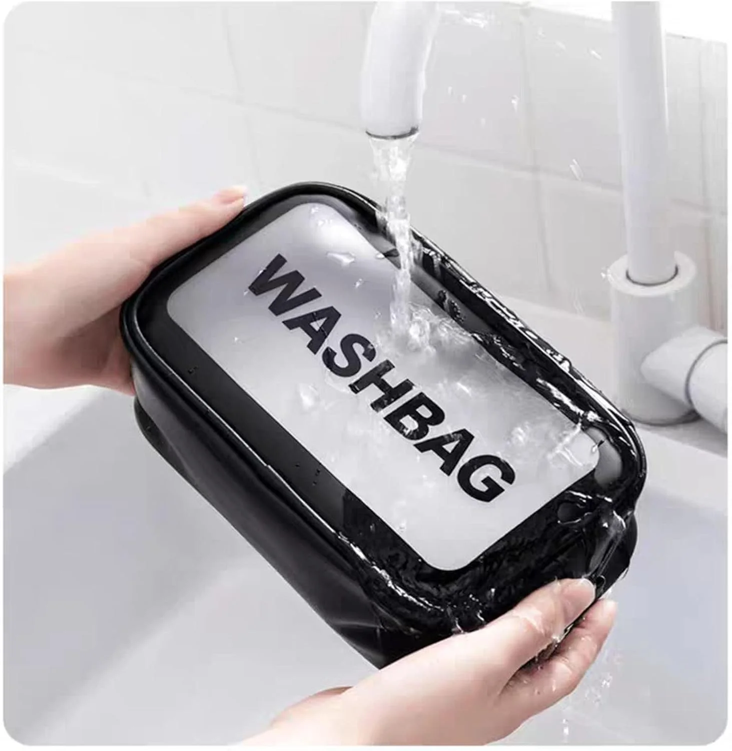 Portable Makeup Organizer Bag WASHBAG-Black Large 14626(SA2405-119) - Image 6