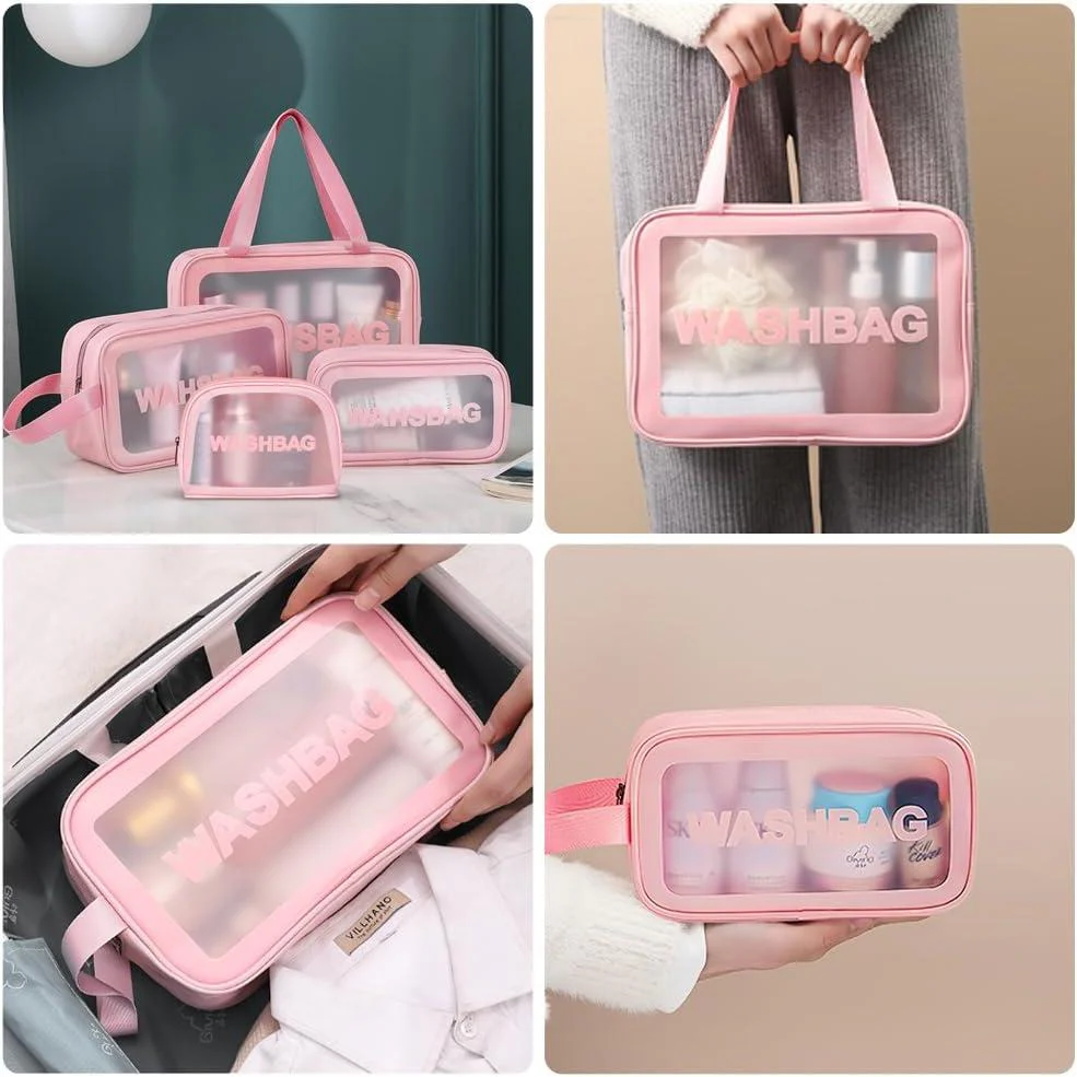 Portable Makeup Organizer Bag WASHBAG-Pink Large(SA2405-117) - Image 3