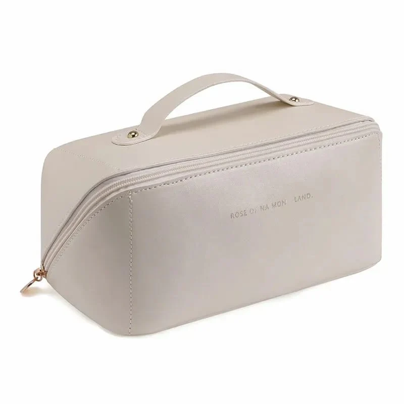 Portable PU Makeup Powder Waterproof Multifunctional Bag-14265Cream(SA2403-21) - Image 17