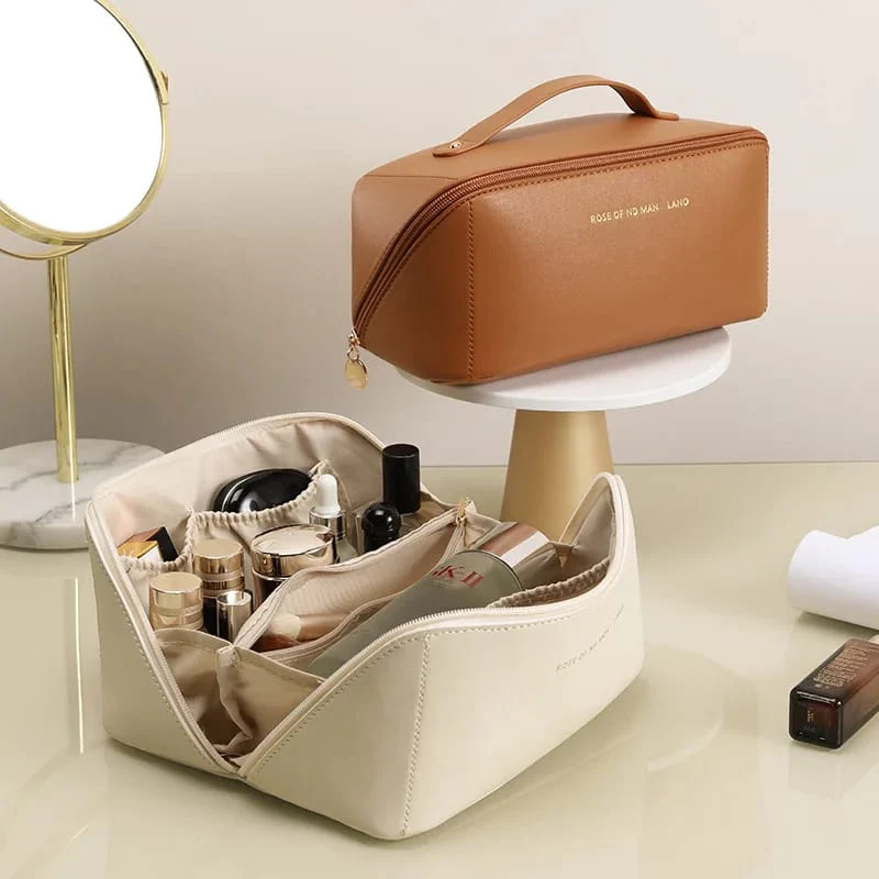 Portable PU Makeup Powder Waterproof Multifunctional Bag-Brown(SA2403-21) - Image 19
