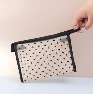 PU Waterproof Travel Cosmetic Bag Heart-SA2408-280(Black)