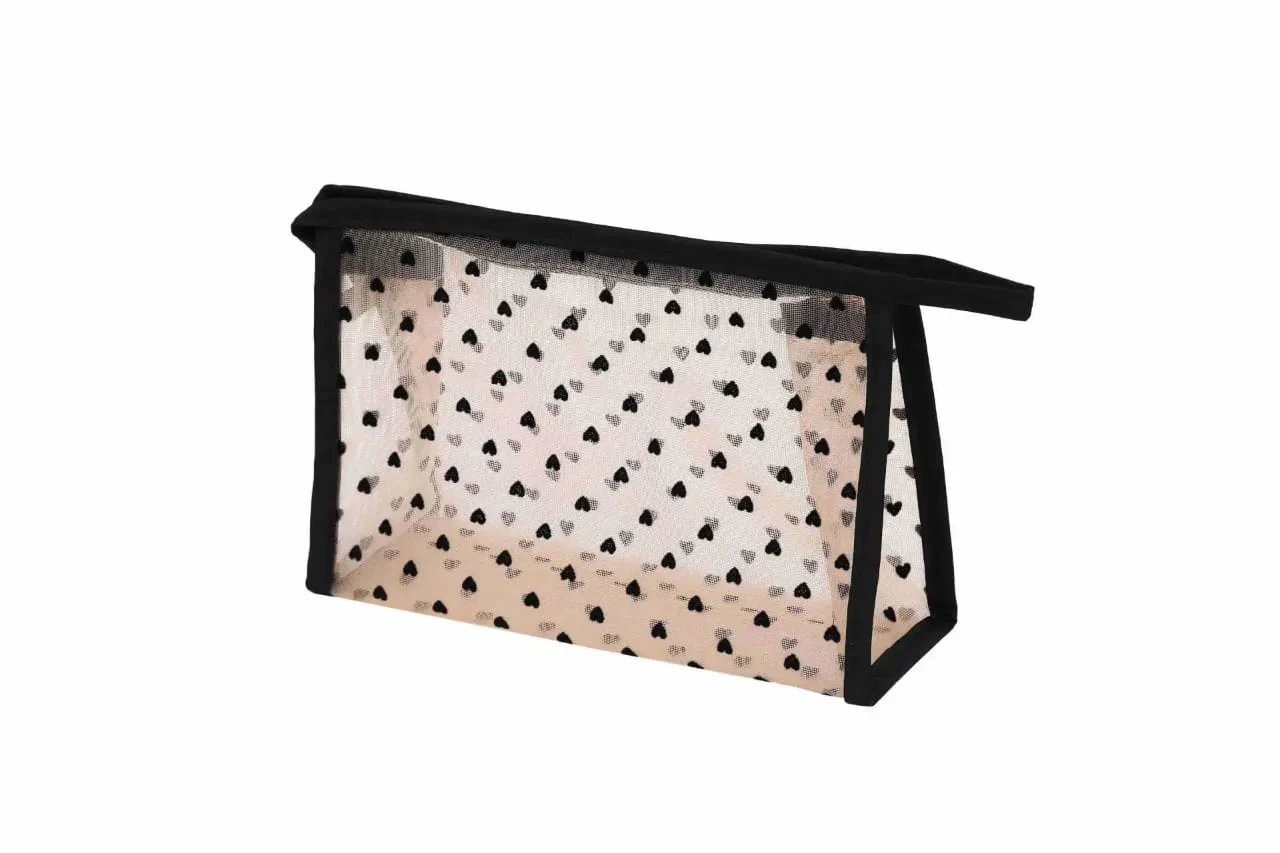 PU Waterproof Travel Cosmetic Bag Heart-SA2408-280(Black) - Image 2