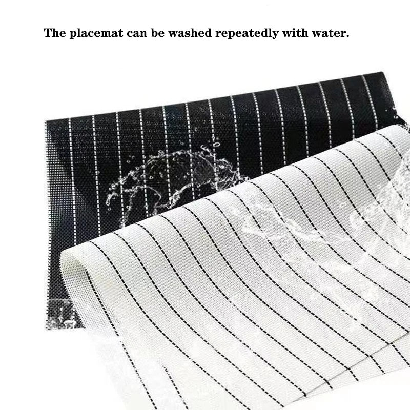 PVC Table Place Mats-Black Stripes - Image 5