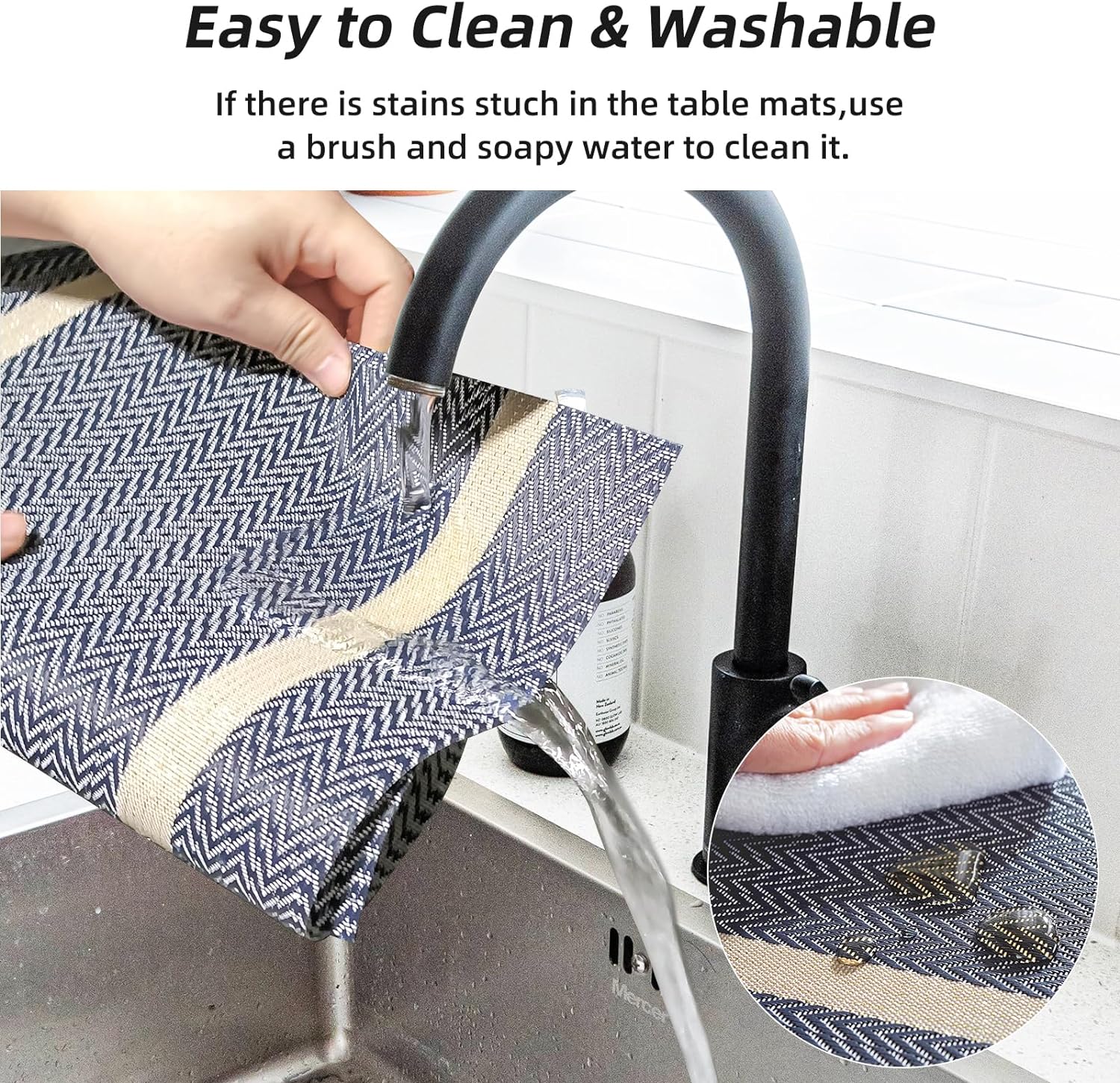 PVC Table Place Mats-Blue Weaves - Image 4