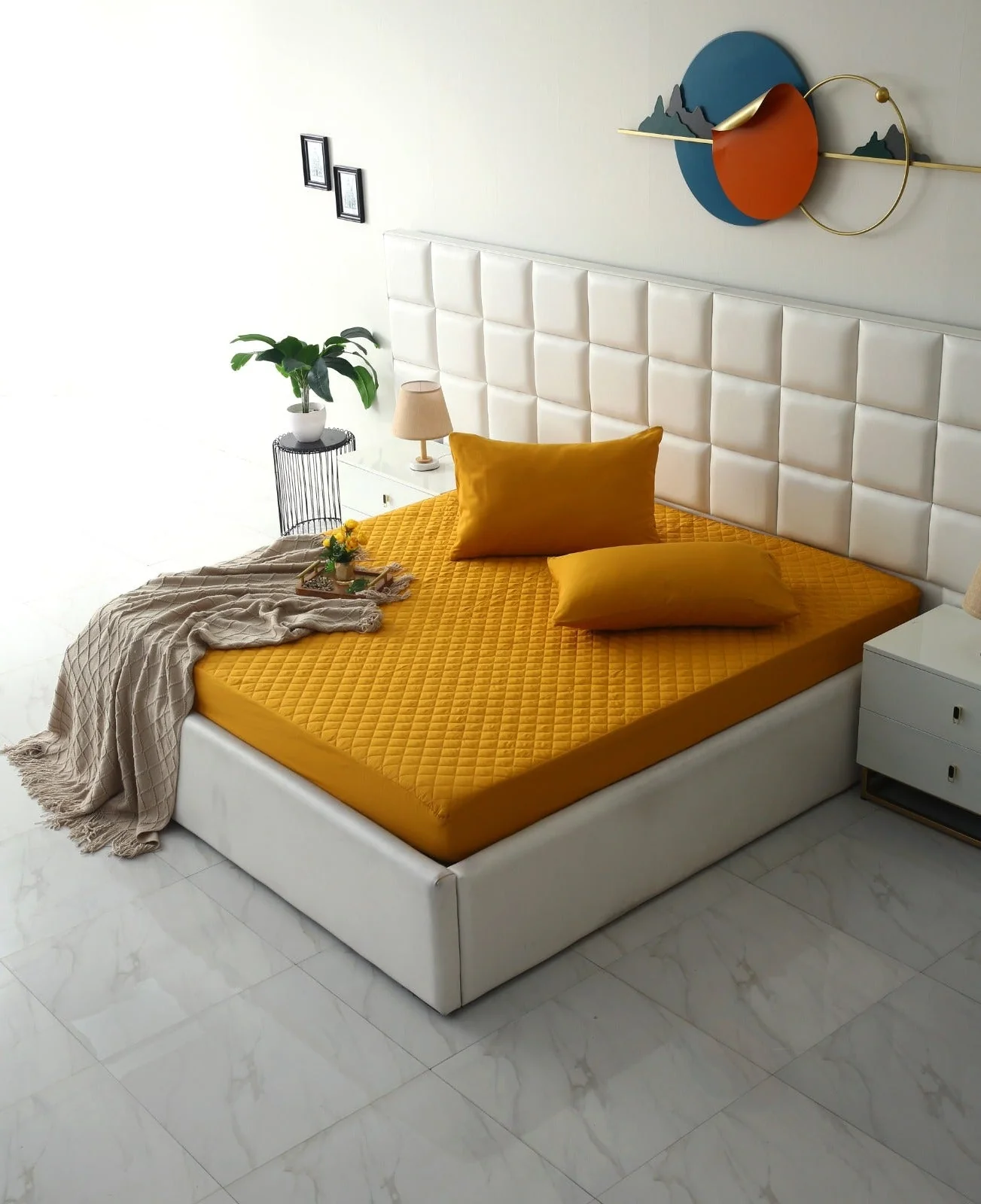 Quilted Waterproof Mattress Protector-Mustard