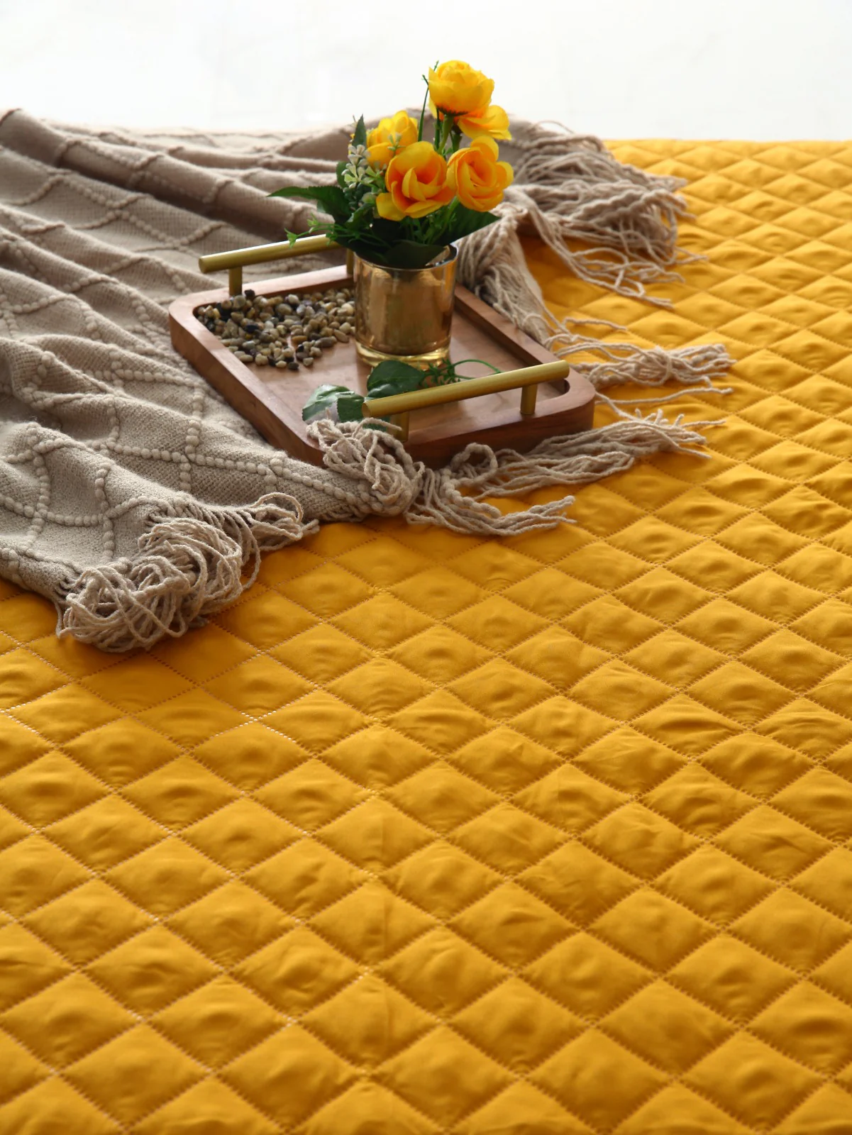 Quilted Waterproof Mattress Protector-Mustard - Image 9