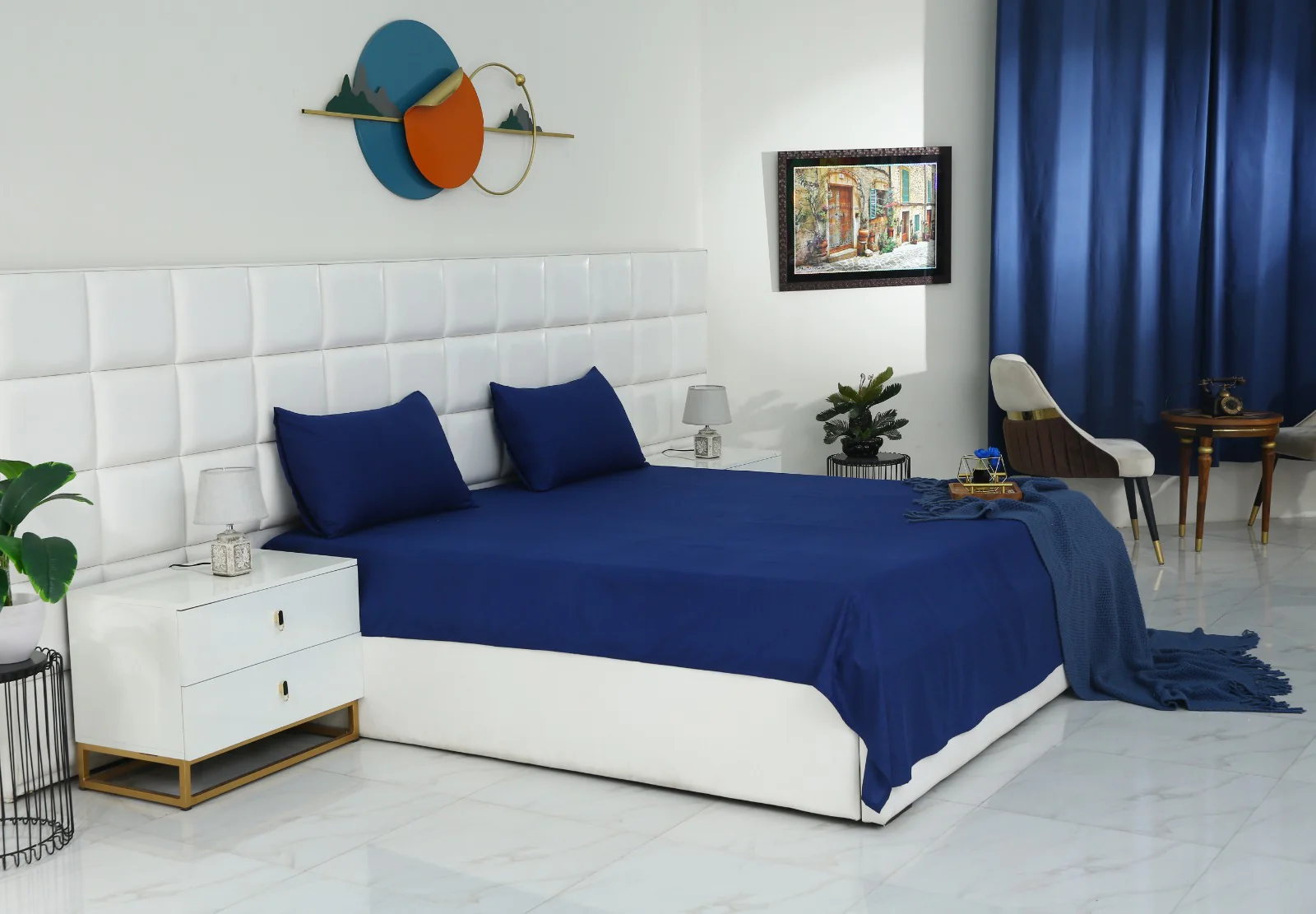 Quilted Waterproof Mattress Protector-Navy Blue - Image 26