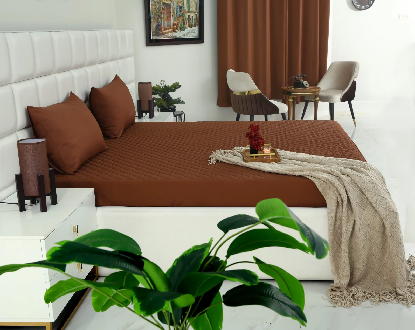 Quilted Waterproof Mattress Protector-Brown - Image 17