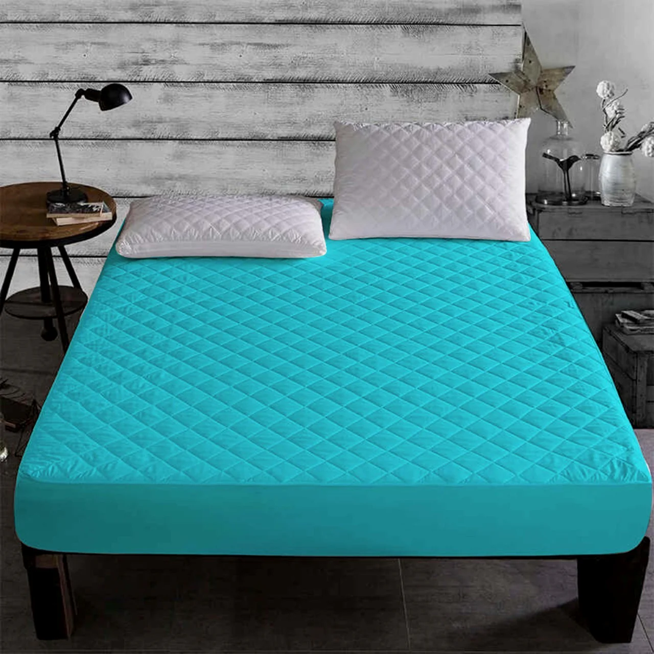 Quilted Waterproof Mattress Protector-Turquoise - Image 2