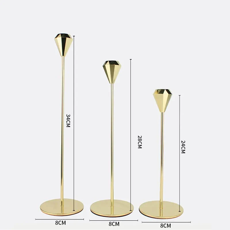 Set of 3 Metal Candle Holder-Black Diamonds - Image 3