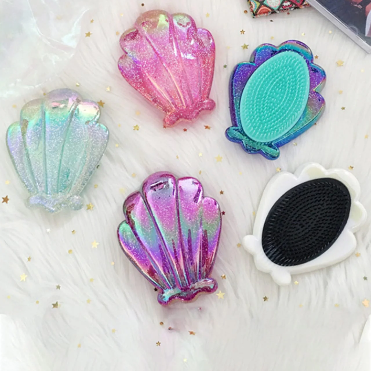 Shiny Shell Hair Brush-Mermaid Shell - Image 12