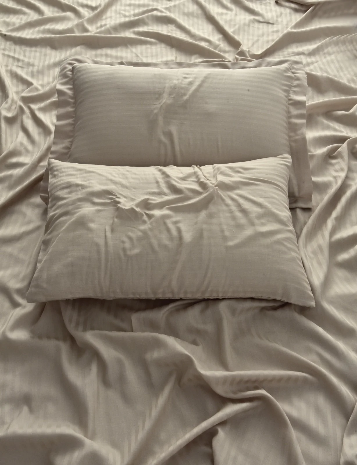 Single Bed Sheet Satin Stripe(4757)-Beige - Image 3