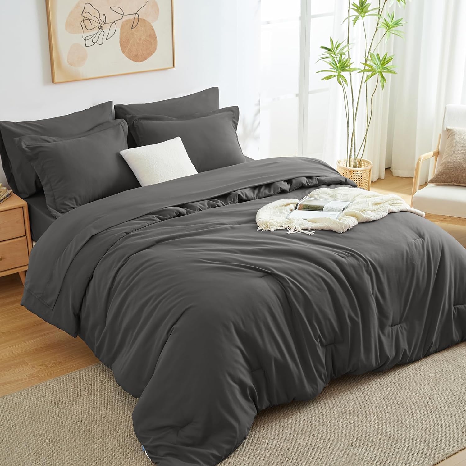 Solid Duvet Cover-Grey - Image 2