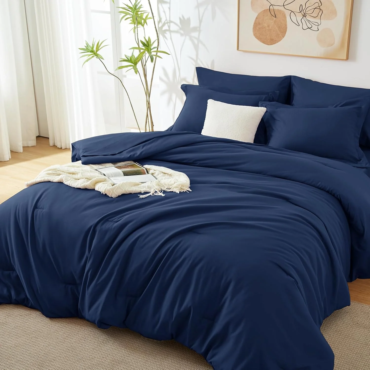 Solid Duvet Cover-Navy Blue - Image 3