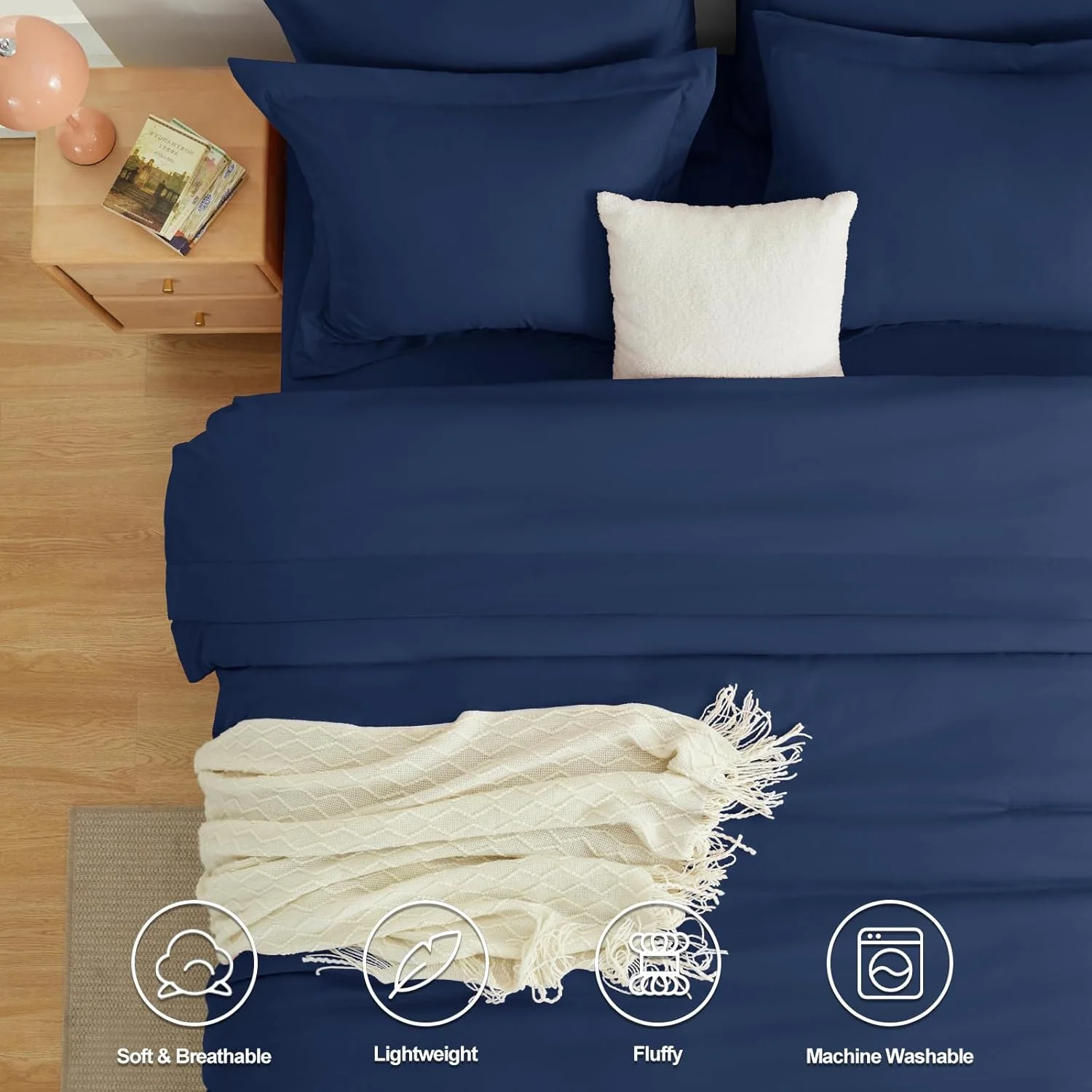Solid Duvet Cover-Navy Blue - Image 4