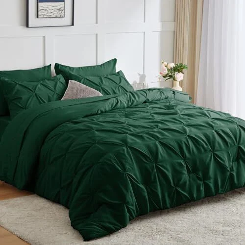 Solid Pintuck Duvet Cover Set-Olive