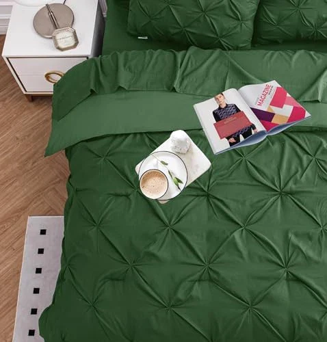 Solid Pintuck Duvet Cover Set-Olive - Image 2