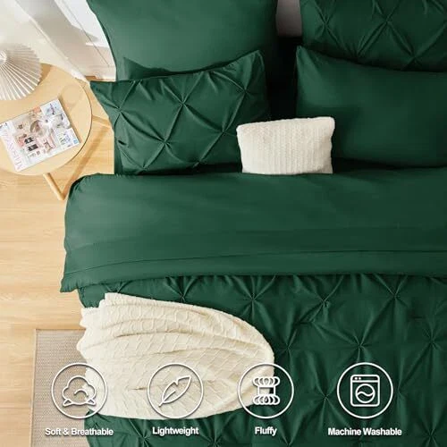 Solid Pintuck Duvet Cover Set-Olive - Image 4