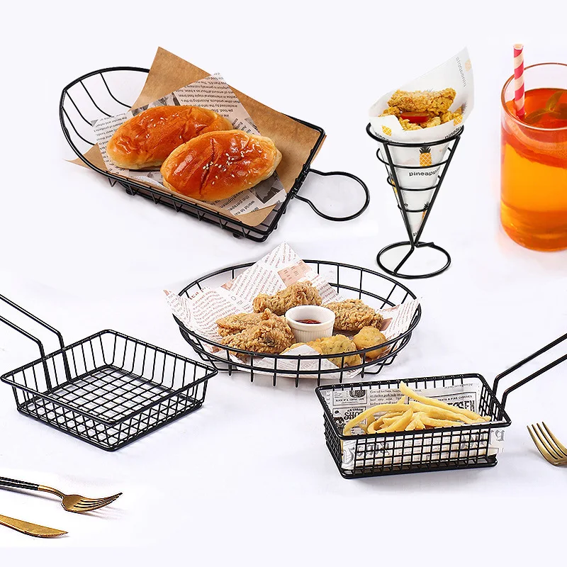 Stainless Steel Round Snack Basket-Black - Image 4