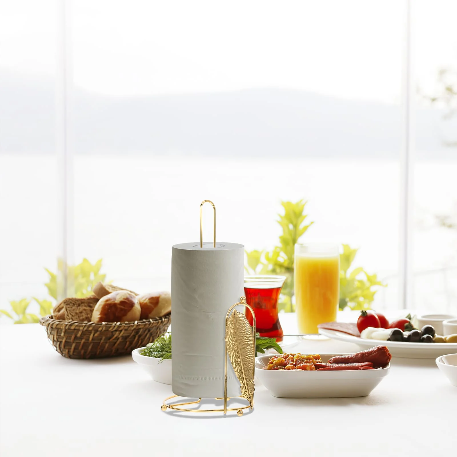 Stainless Steel Tissue Roll Holder-Feathers - Image 3