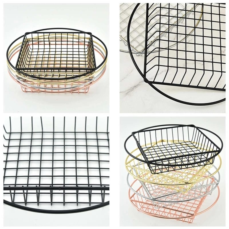 Stainless Steel Top Square Top Round Snack 5650Basket-Black - Image 6
