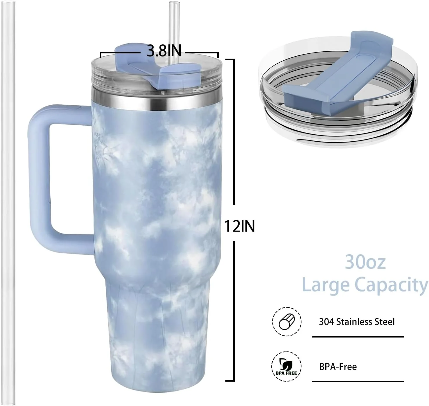 Stanley Quencher H2.0 FlowState™ Tumbler 40 OZ-1200ML-Marble Pattern(BLUE) - Image 2