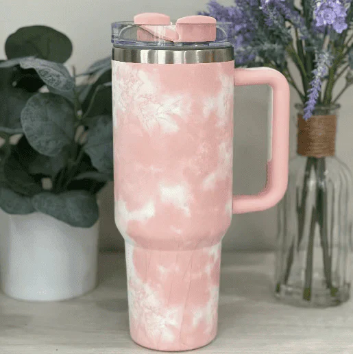 Stanley Quencher H2.0 FlowState™ Tumbler 40 OZ-1200ML-Marble Pattern(PINK) - Image 2