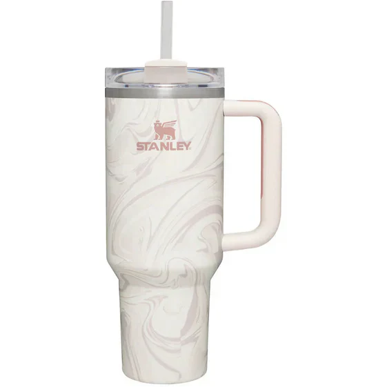 Stanley Quencher H2.0 FlowState™ Tumbler 40 OZ-1200ML-Marble Pattern(Pink)