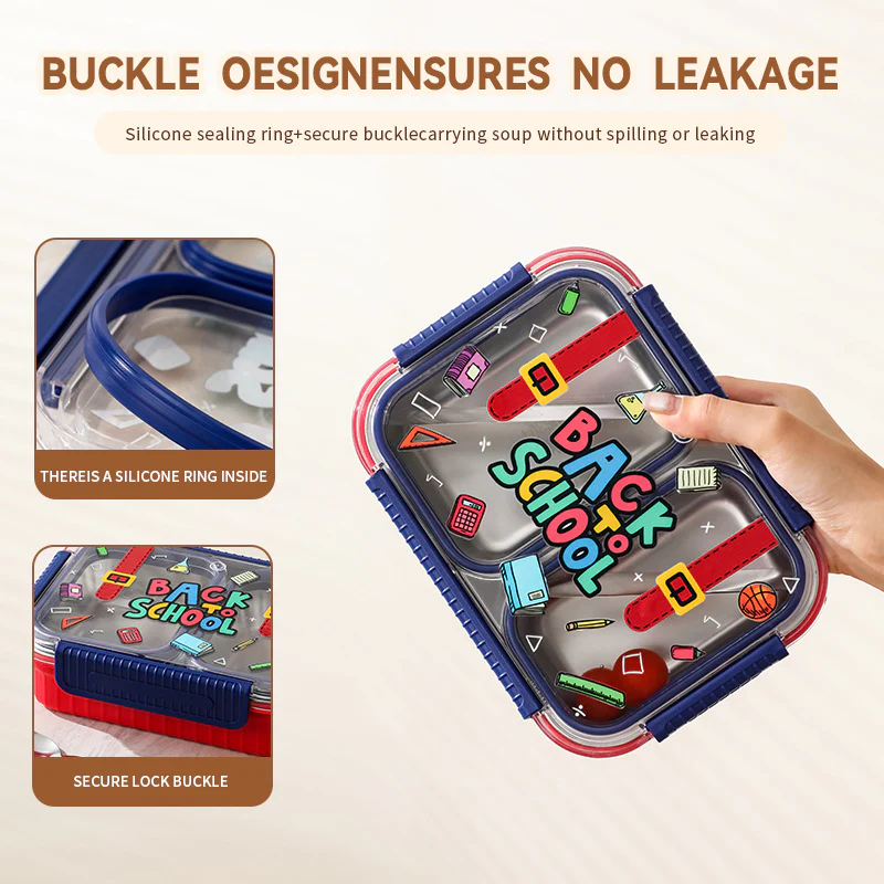 TrioFeast Bento Lunch Box Leak Proof(3 Compartment) -SA2510-057Back To School - Image 4
