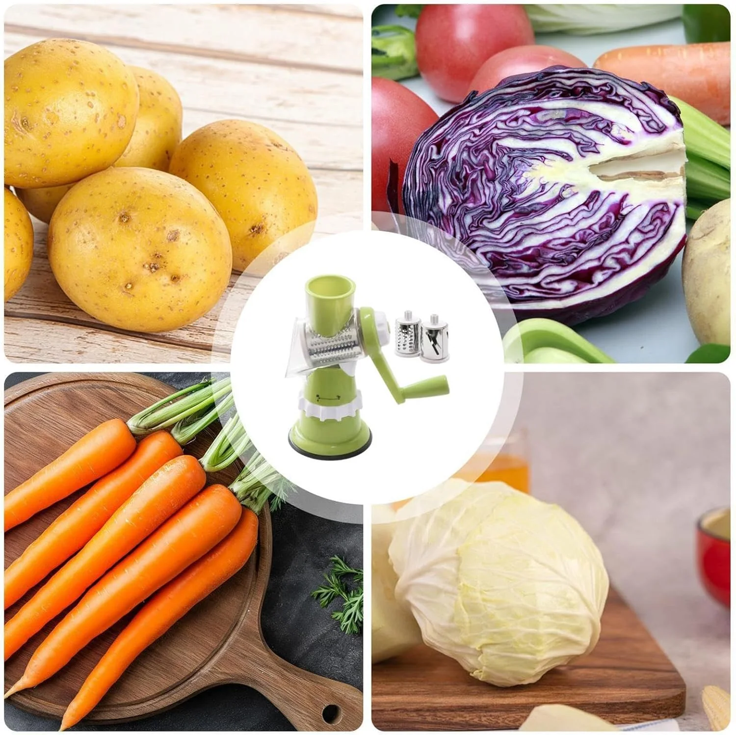 Vegetable Slicer with 3 Interchangeable Blades (SA2510-020)Green - Image 3
