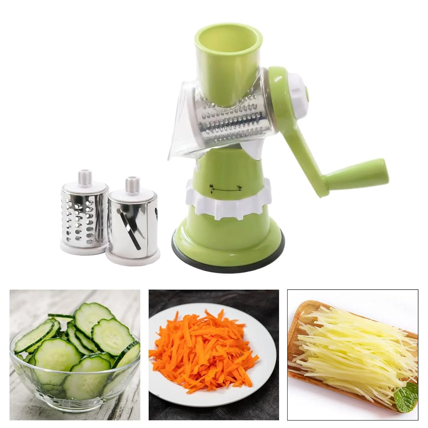 Vegetable Slicer with 3 Interchangeable Blades (SA2510-020)Green - Image 4