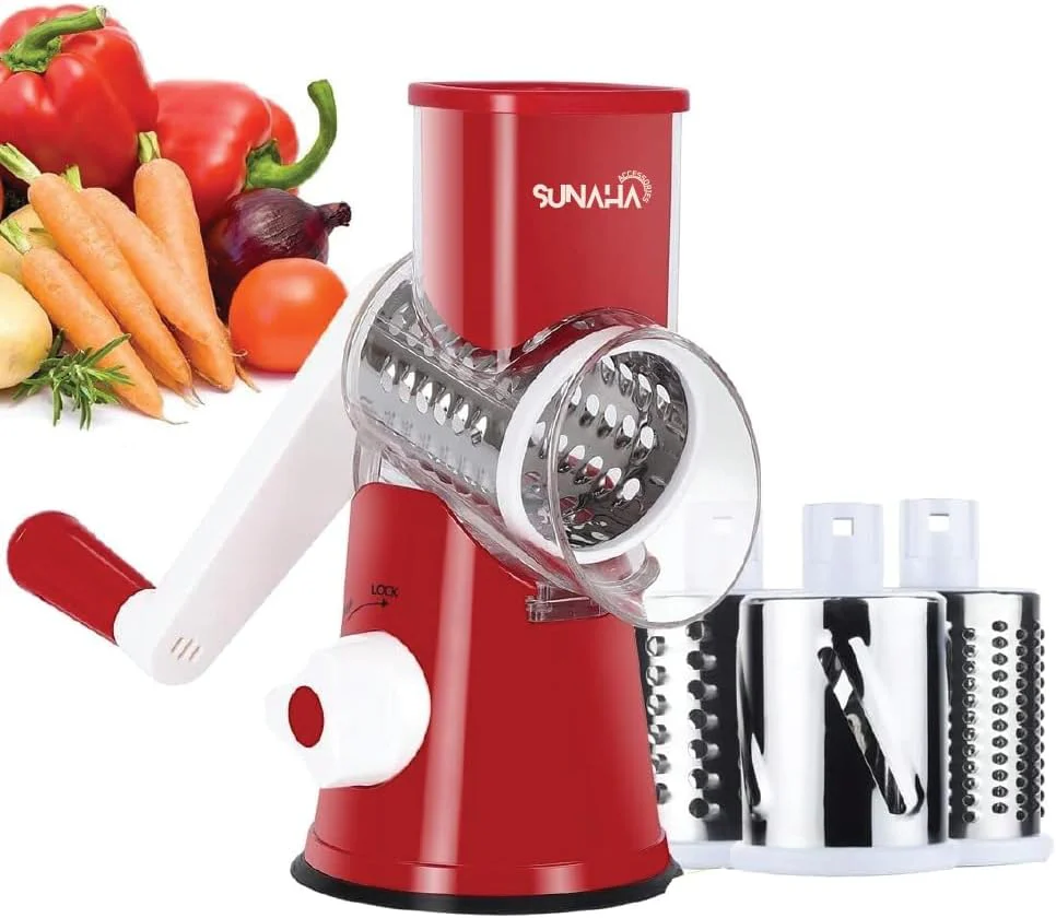 Vegetable Slicer with 3 Interchangeable Blades (SA2510-021)RED - Image 6