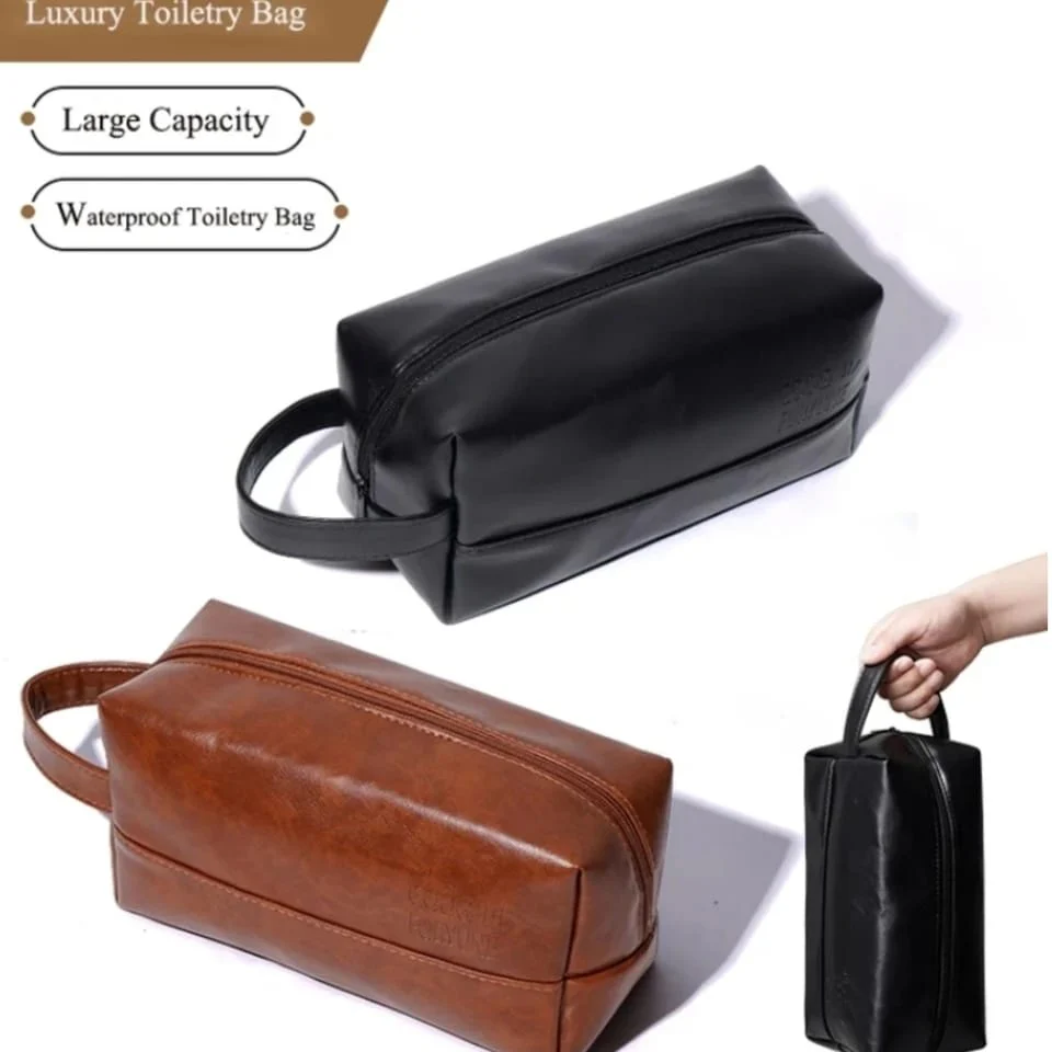 Vintage Luxury Men Toiletry Bag Travel Kit-Brown - Image 4