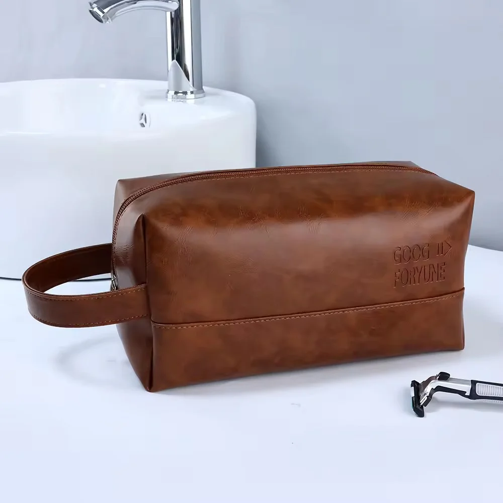 Vintage Luxury Men Toiletry Bag Travel Kit-Brown - Image 6