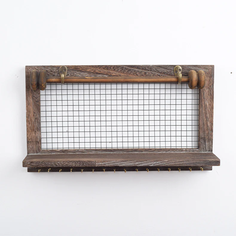 Wall Mounted Wooden Shelf with 16 Hooks14354(SA2405-73) - Image 6