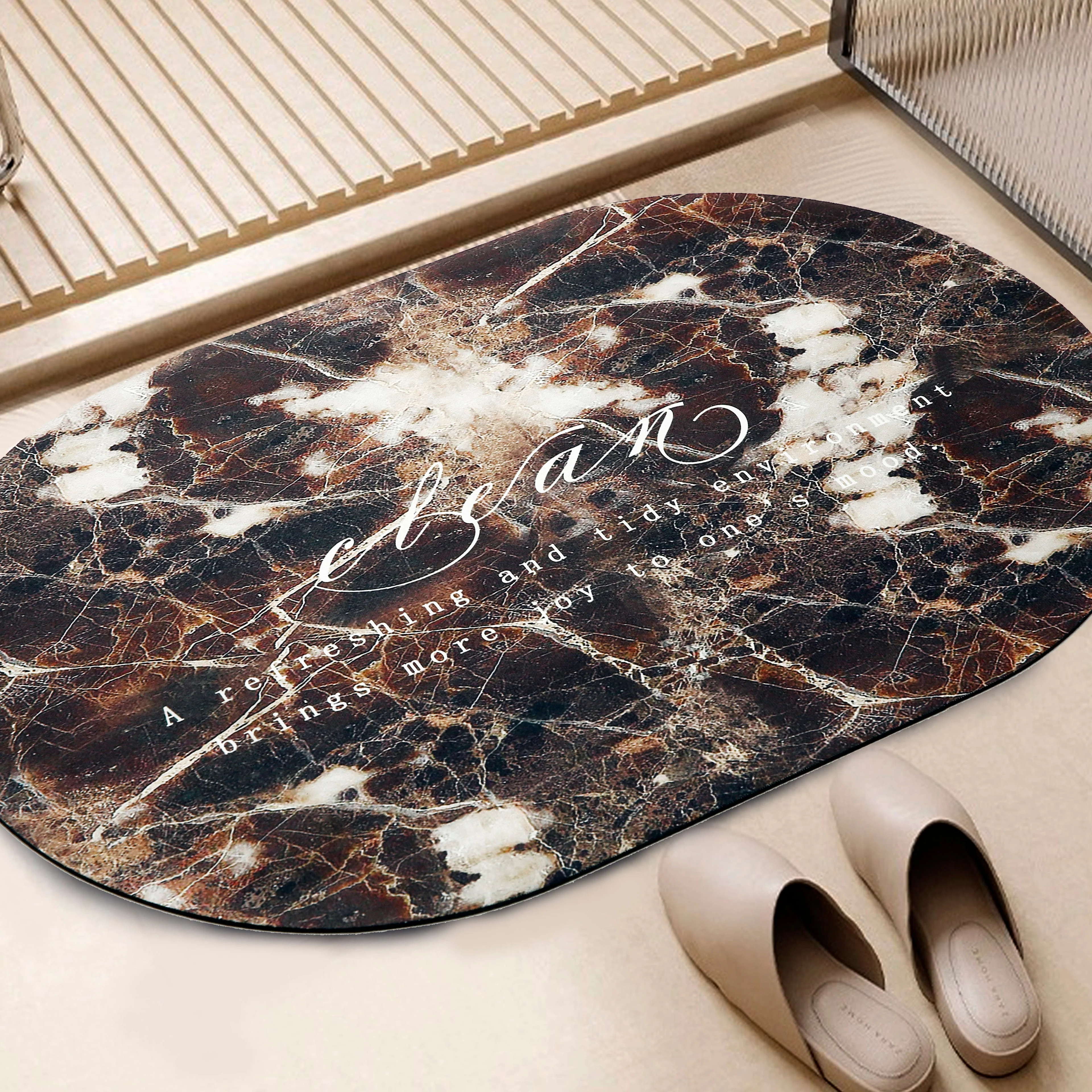 Water Absorbent Anti slip Bath mat-Bean(Brown)