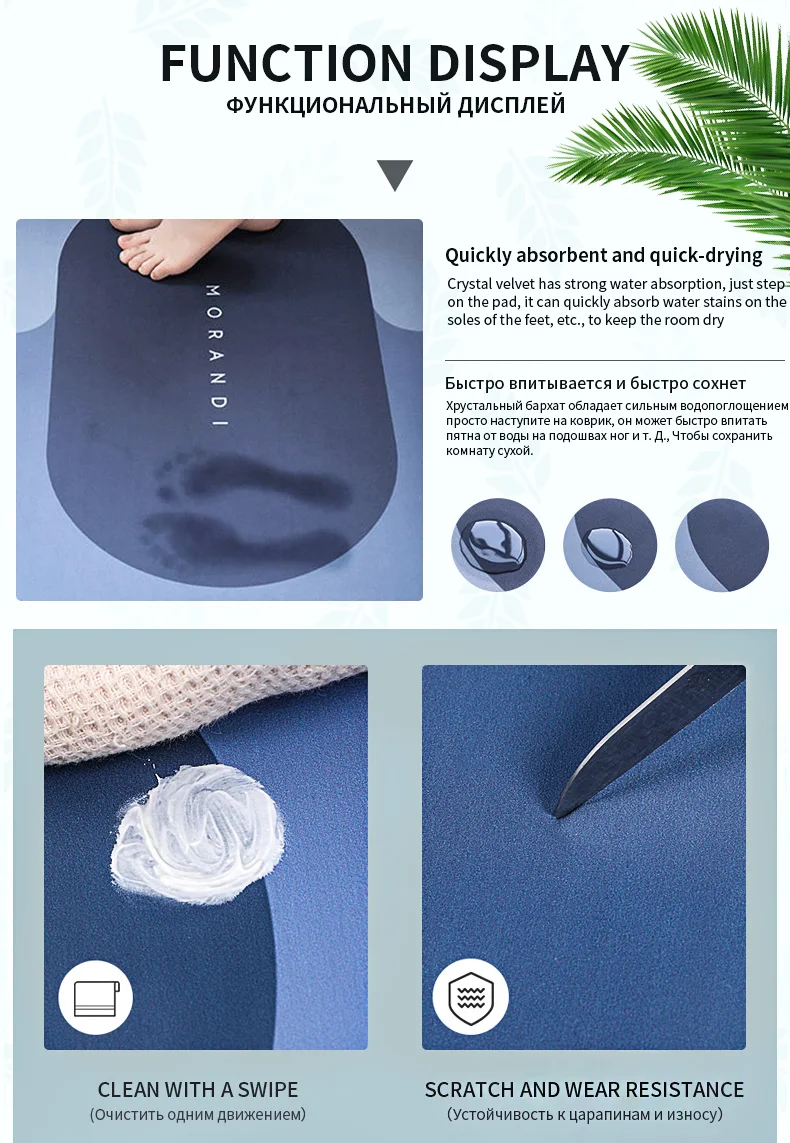Water Absorbent Anti slip Bath mat-(SA2553-15)5888 LOVE AND FREEDOM - Image 3