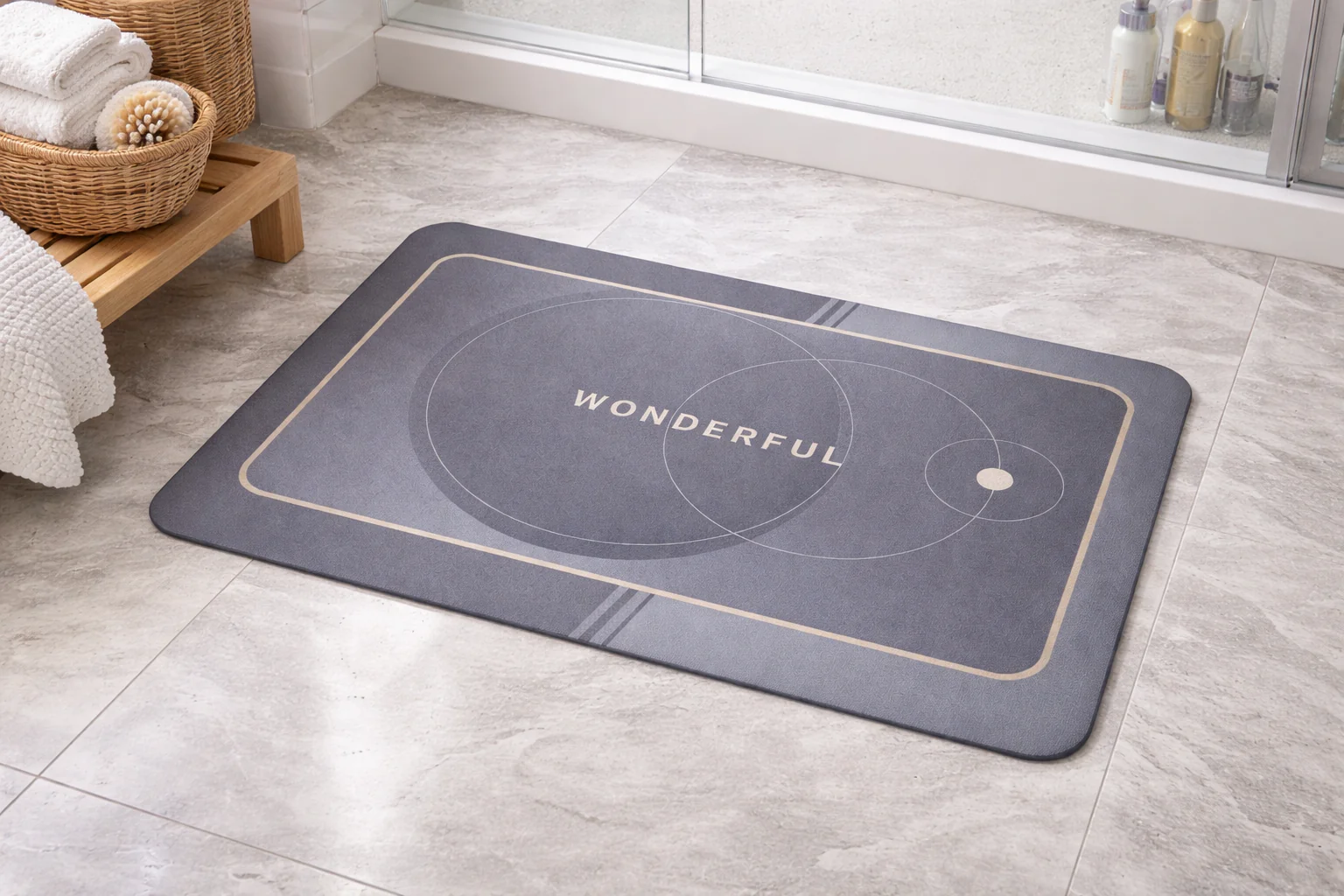 Water Absorbent Anti slip Bath mat(SA-2553-16)GREY