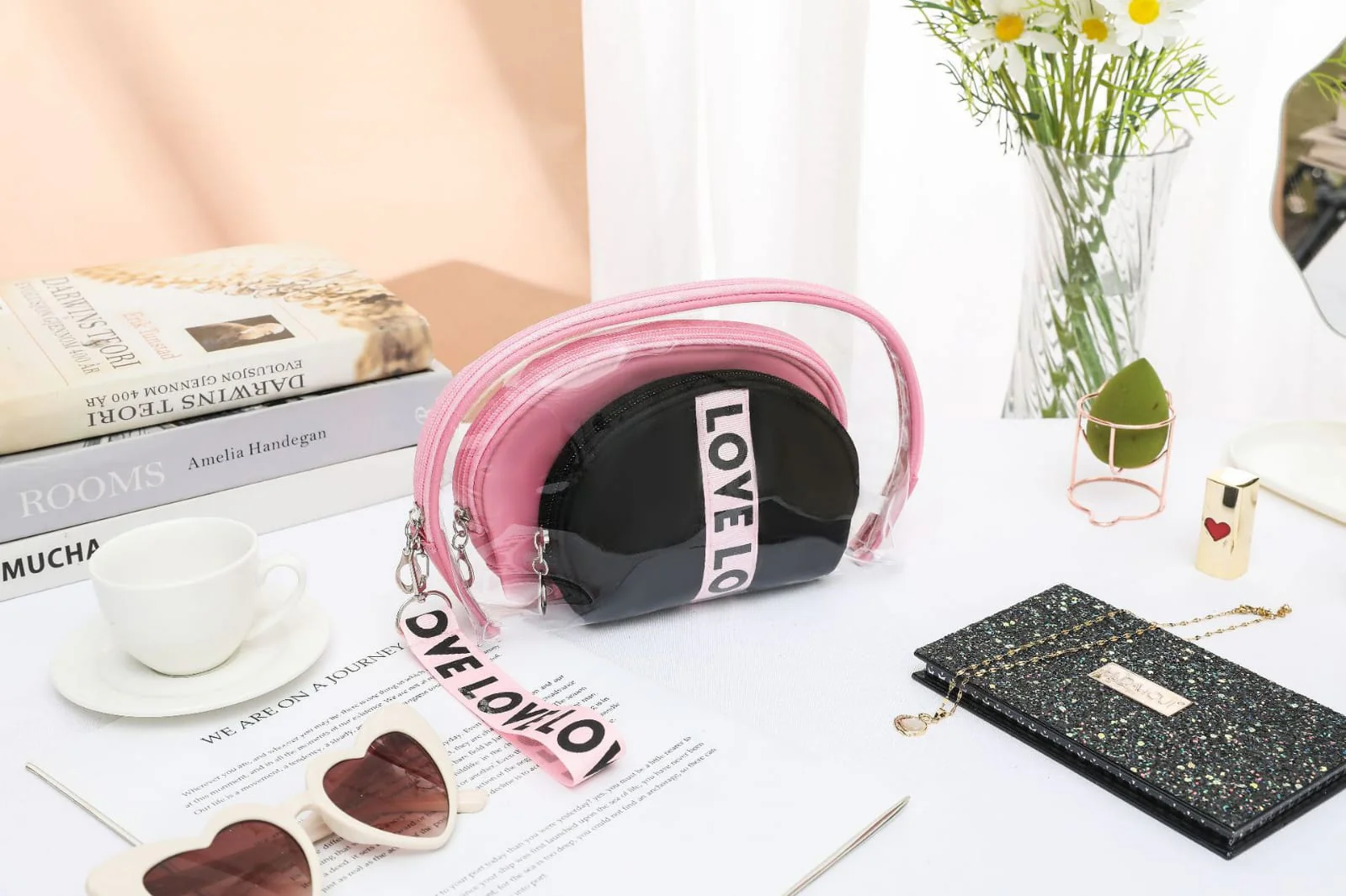 3Pcs Waterproof Portable Makeup Organizer Bag-LOVE(SA2405-113) - Image 21